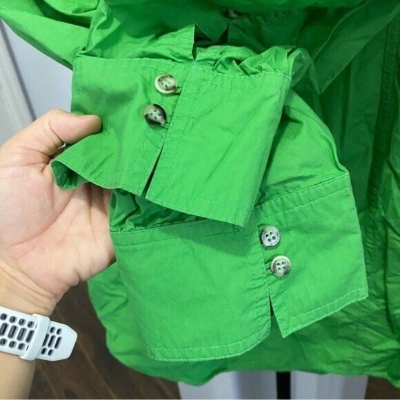 Nanushka Alyssa Dress in Green Womens Shirt Dress Button Front Designer Mini XL - Picture 6 of 10